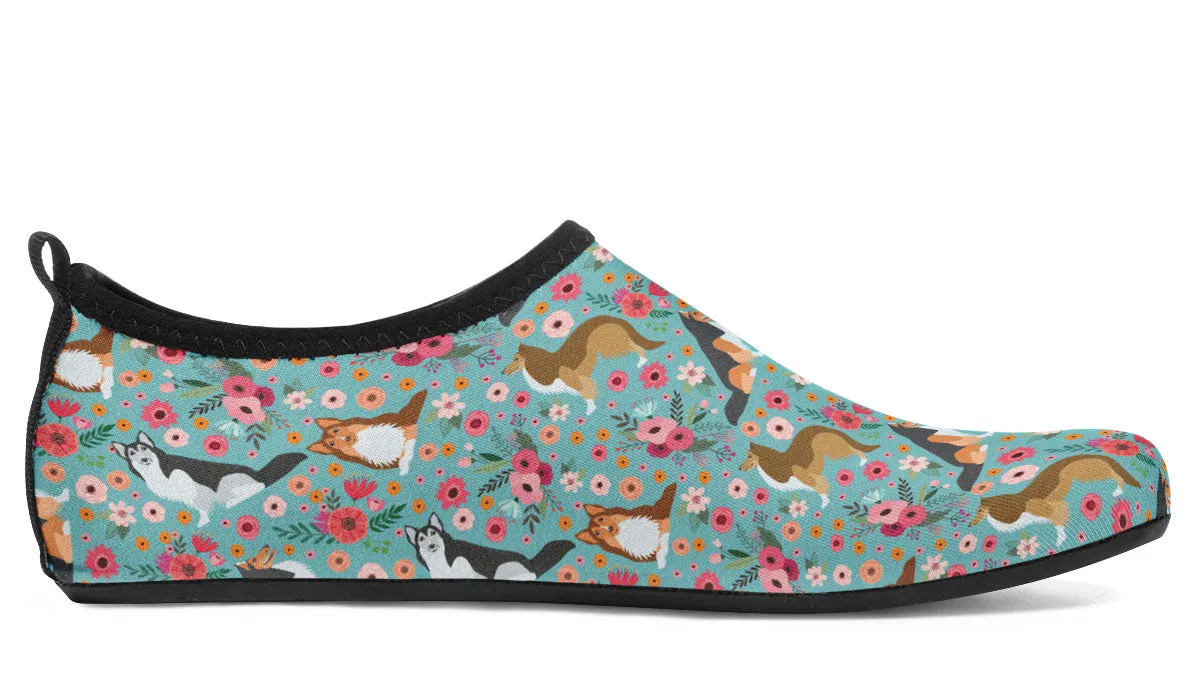 Sheltie Flower Aqua Barefoot Shoes