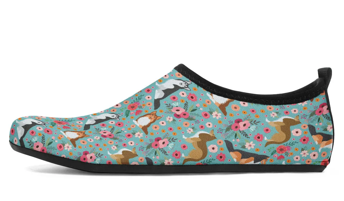 Sheltie Flower Aqua Barefoot Shoes