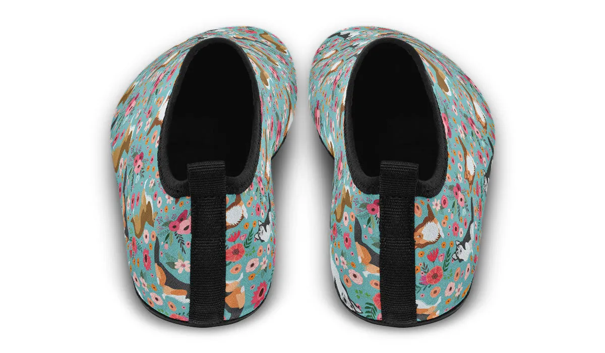 Sheltie Flower Aqua Barefoot Shoes