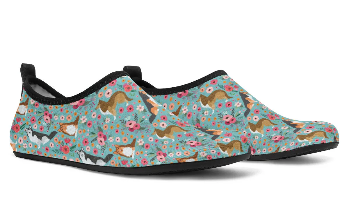 Sheltie Flower Aqua Barefoot Shoes