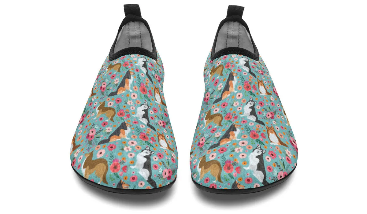 Sheltie Flower Aqua Barefoot Shoes