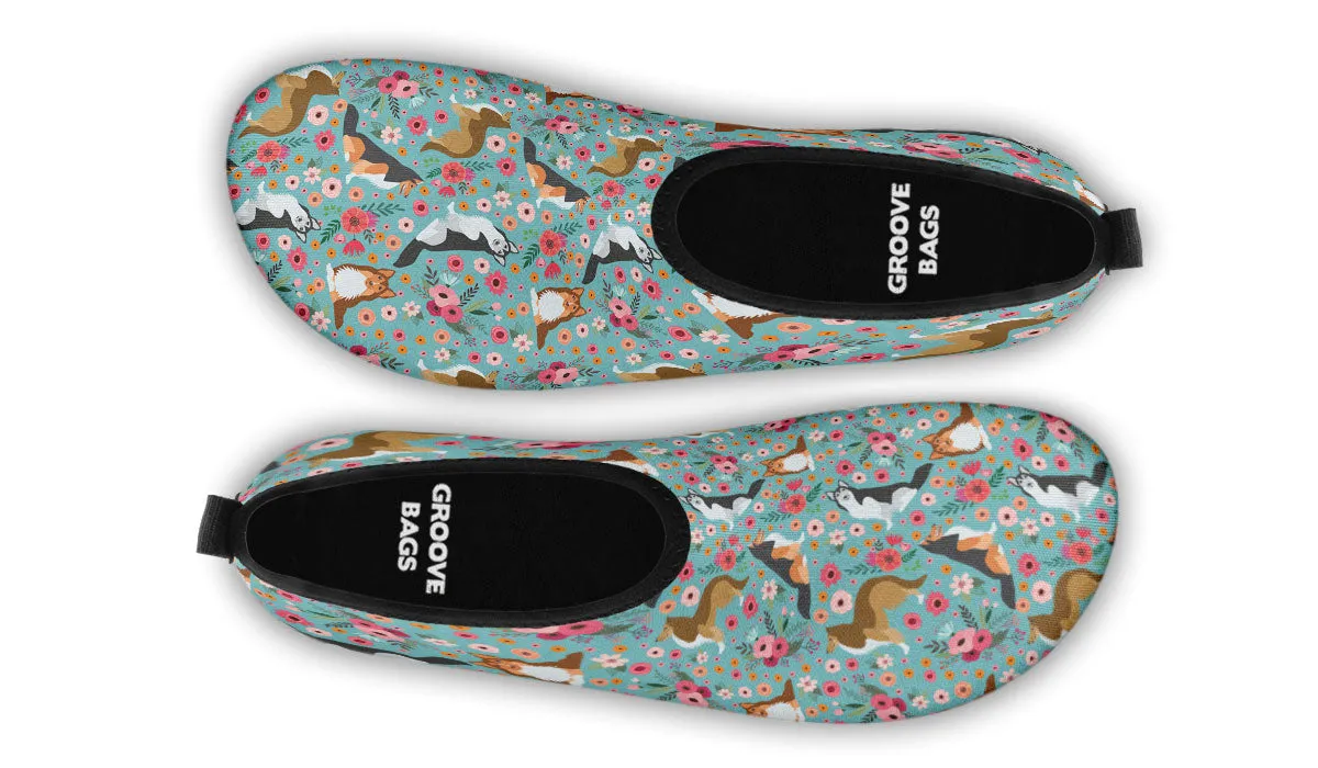 Sheltie Flower Aqua Barefoot Shoes