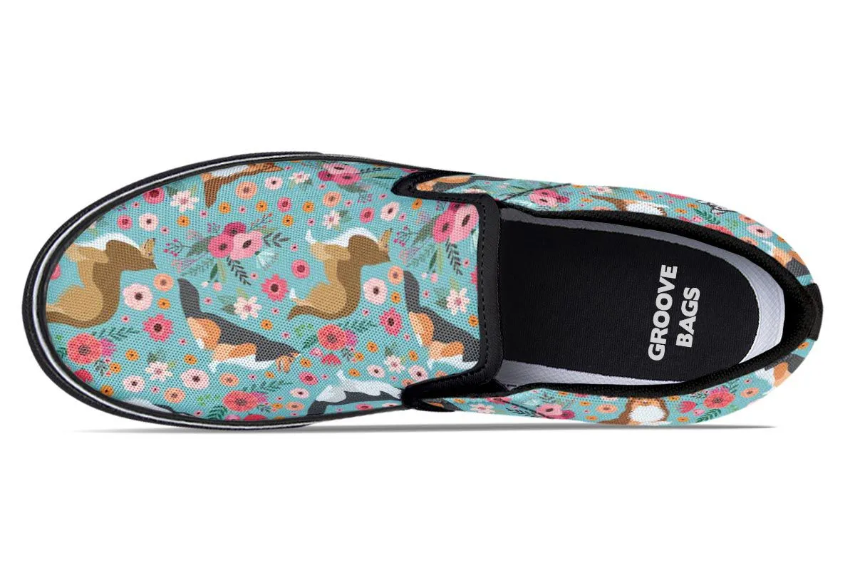 Sheltie Flower Slip-On Shoes