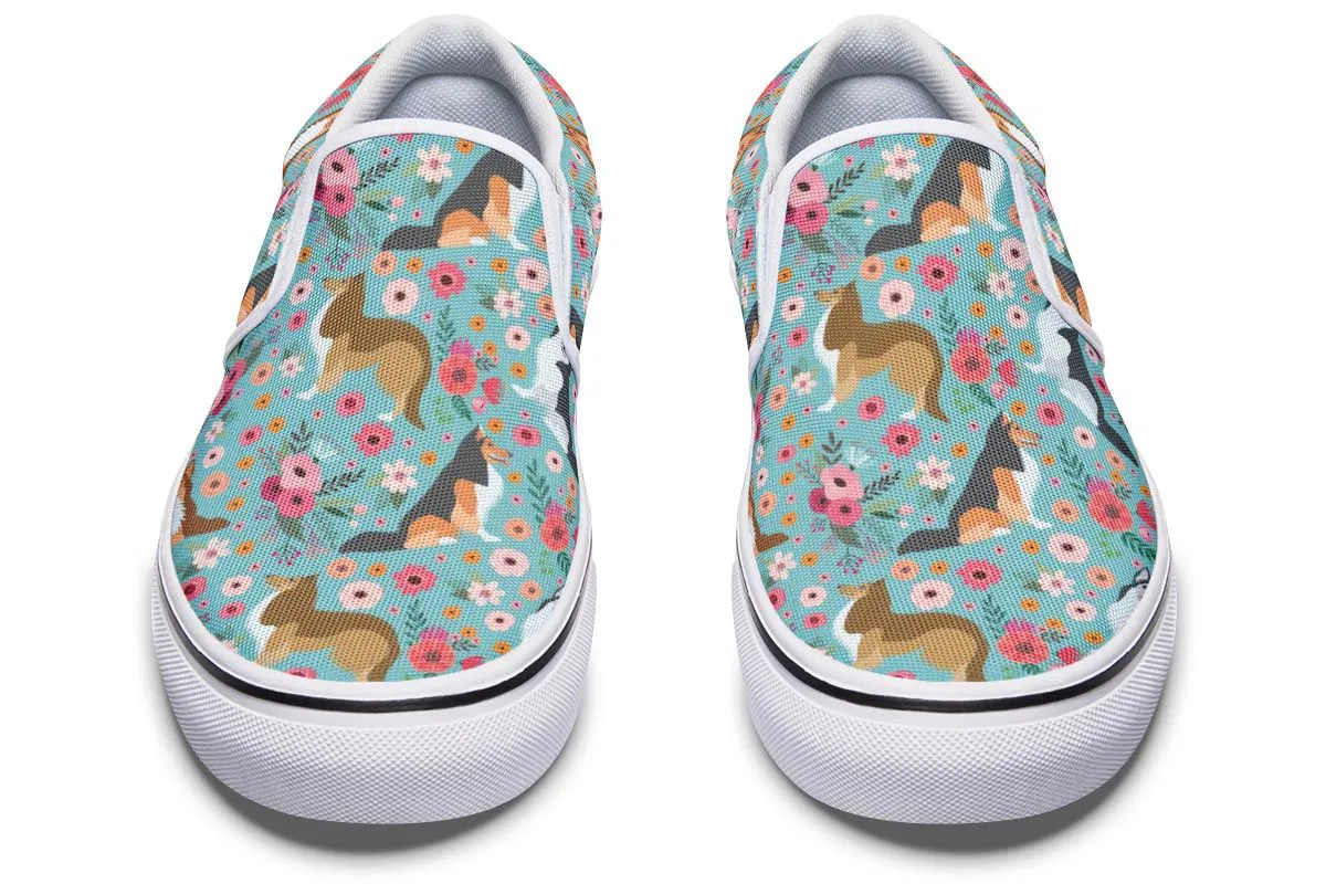 Sheltie Flower Slip-On Shoes