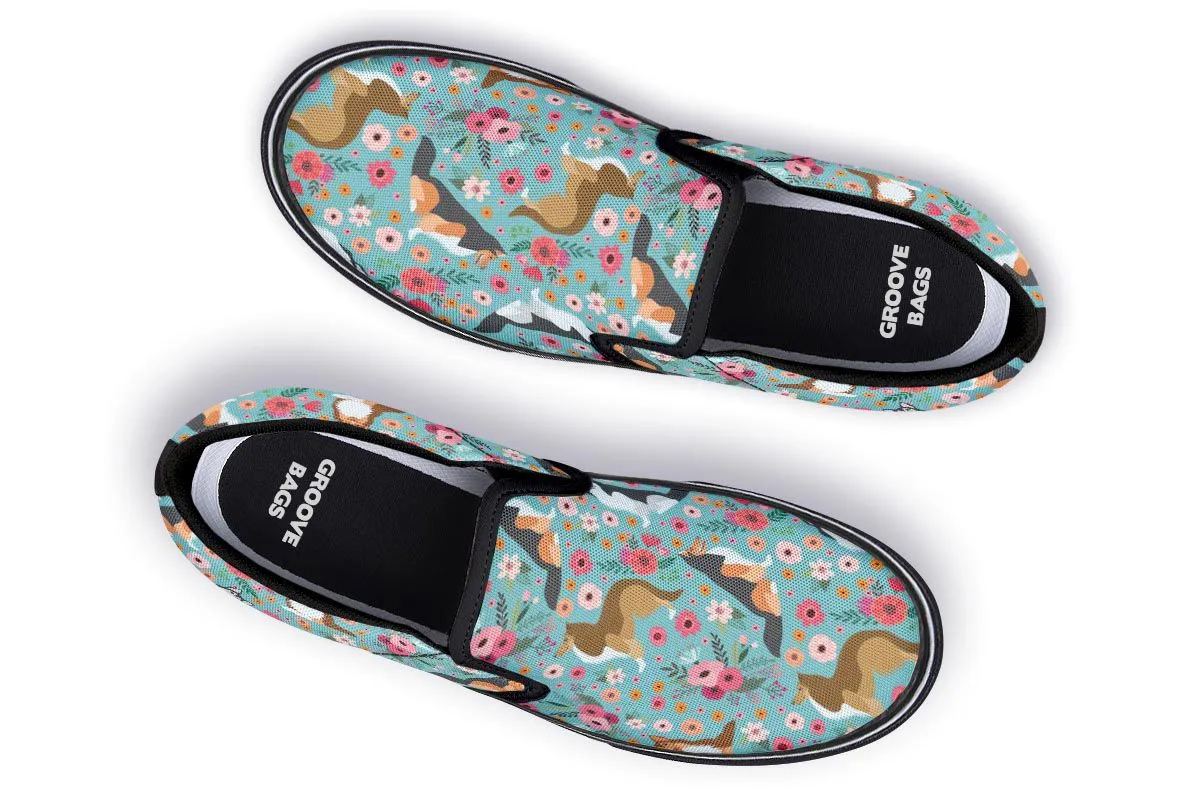 Sheltie Flower Slip-On Shoes