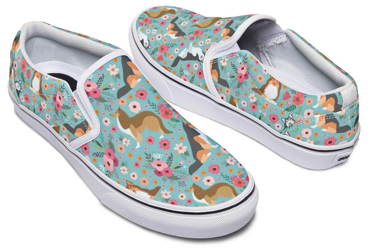 Sheltie Flower Slip-On Shoes