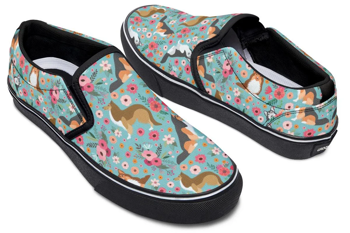 Sheltie Flower Slip-On Shoes