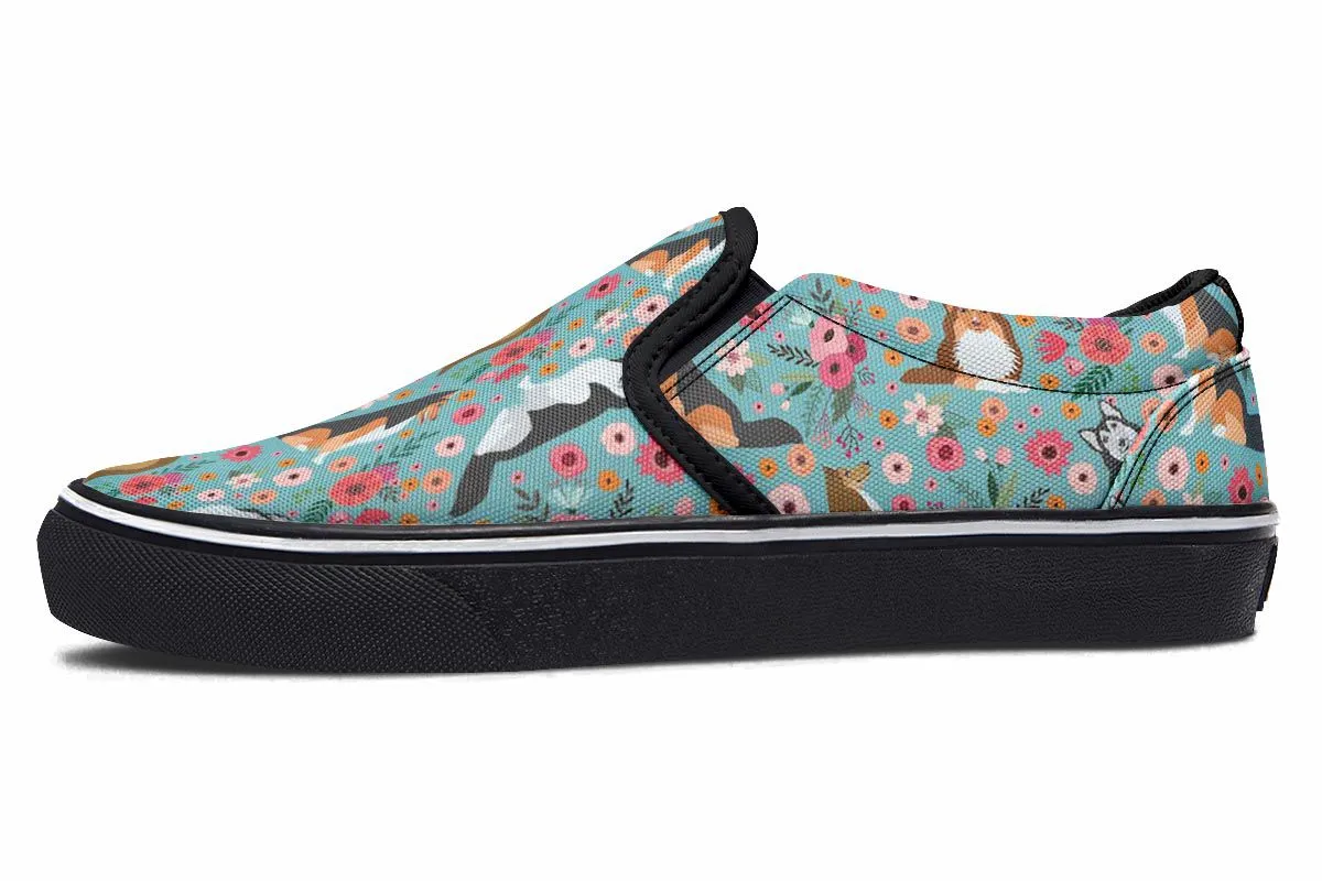 Sheltie Flower Slip-On Shoes