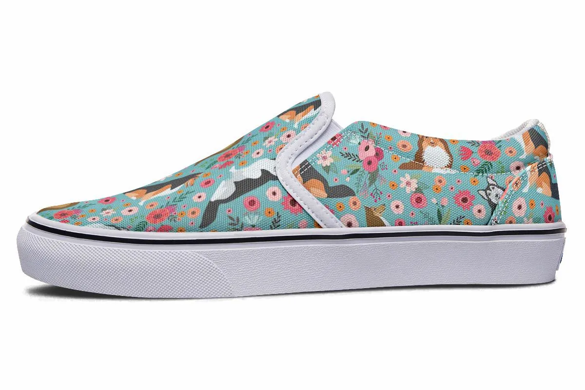 Sheltie Flower Slip-On Shoes