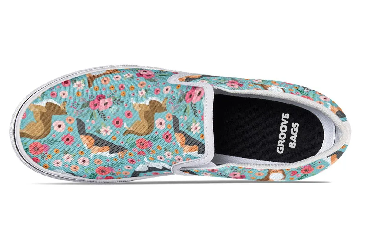 Sheltie Flower Slip-On Shoes