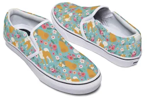 Shiba Inu Flower Slip-On Shoes