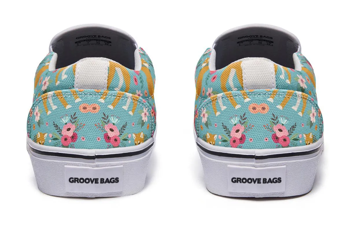 Shiba Inu Flower Slip-On Shoes