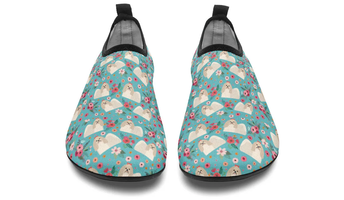 Shih Tzu Flower Aqua Barefoot Shoes