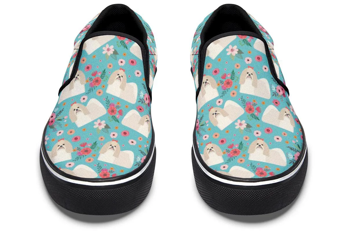 Shih Tzu Flower Slip-On Shoes