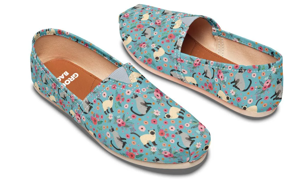 Siamese Cat Flower Casual Shoes