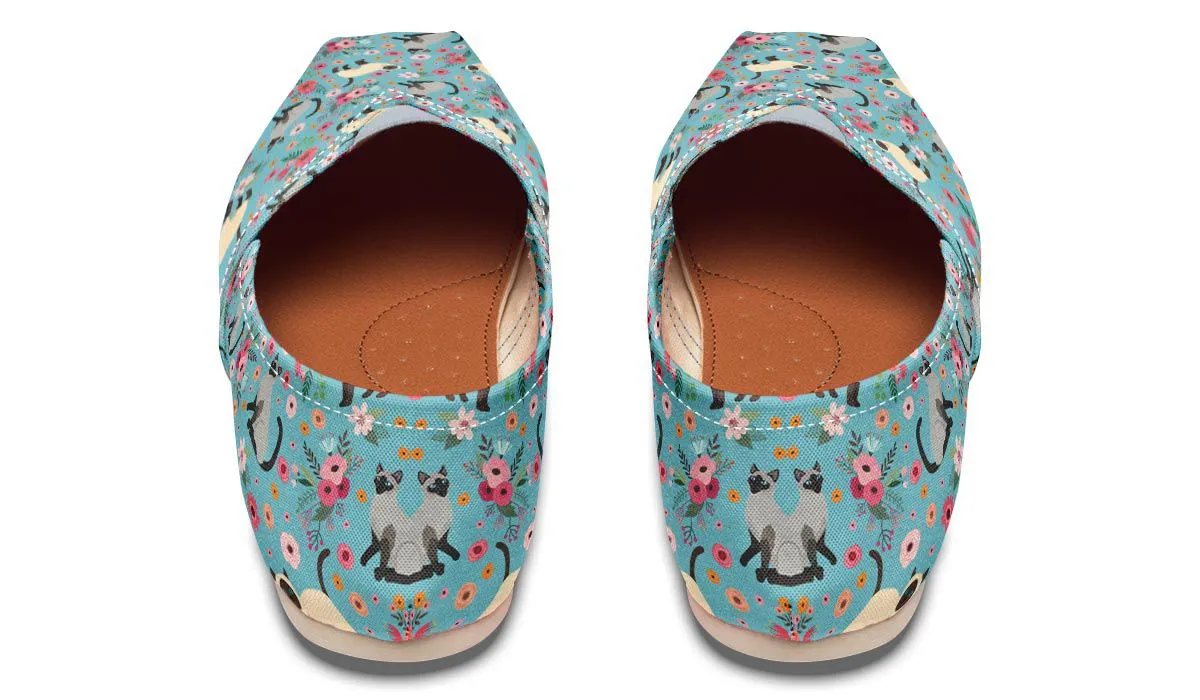 Siamese Cat Flower Casual Shoes