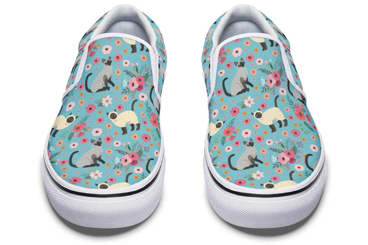 Siamese Cat Flower Slip-On Shoes