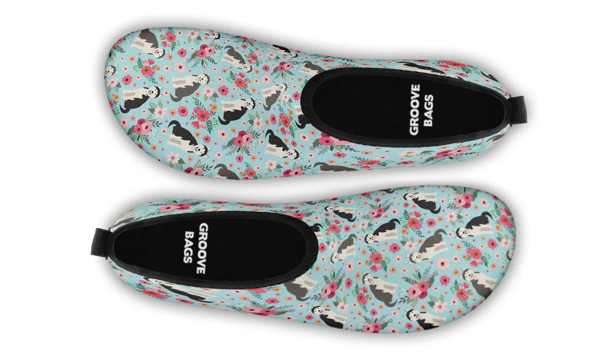 Siberian Husky Flower Aqua Barefoot Shoes