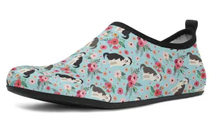 Siberian Husky Flower Aqua Barefoot Shoes