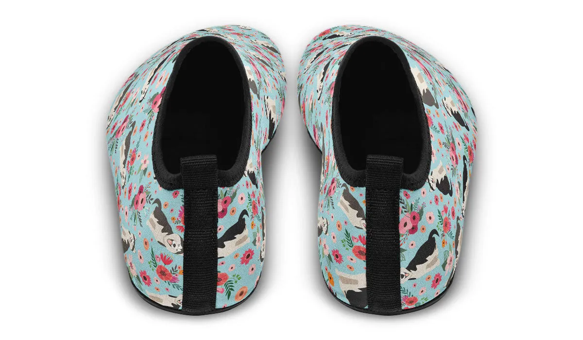 Siberian Husky Flower Aqua Barefoot Shoes