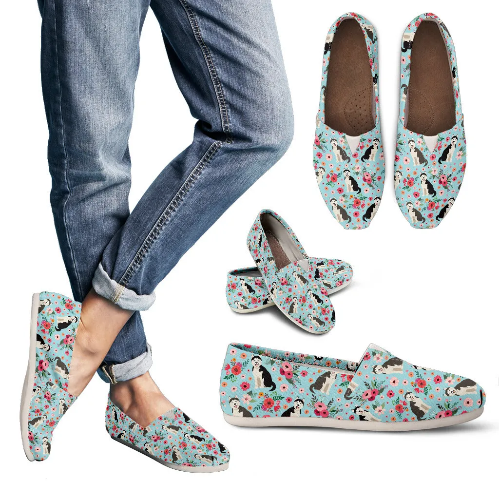 Siberian Husky Flower Casual Shoes