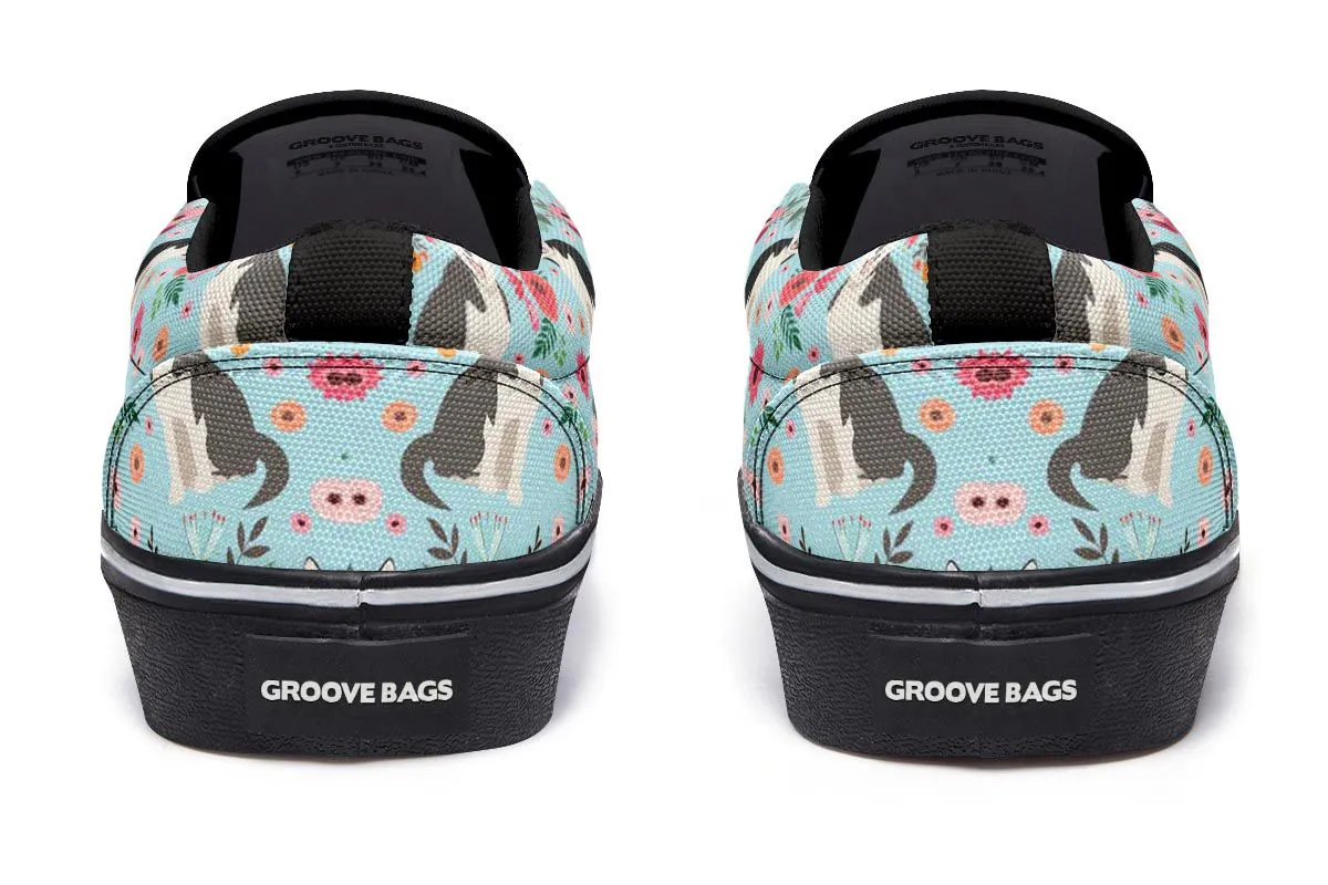 Siberian Husky Flower Slip-On Shoes