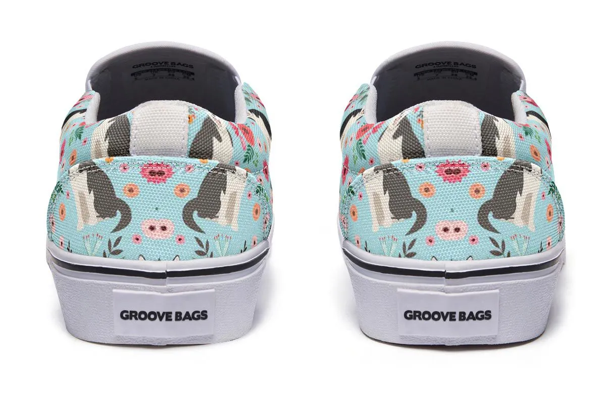 Siberian Husky Flower Slip-On Shoes