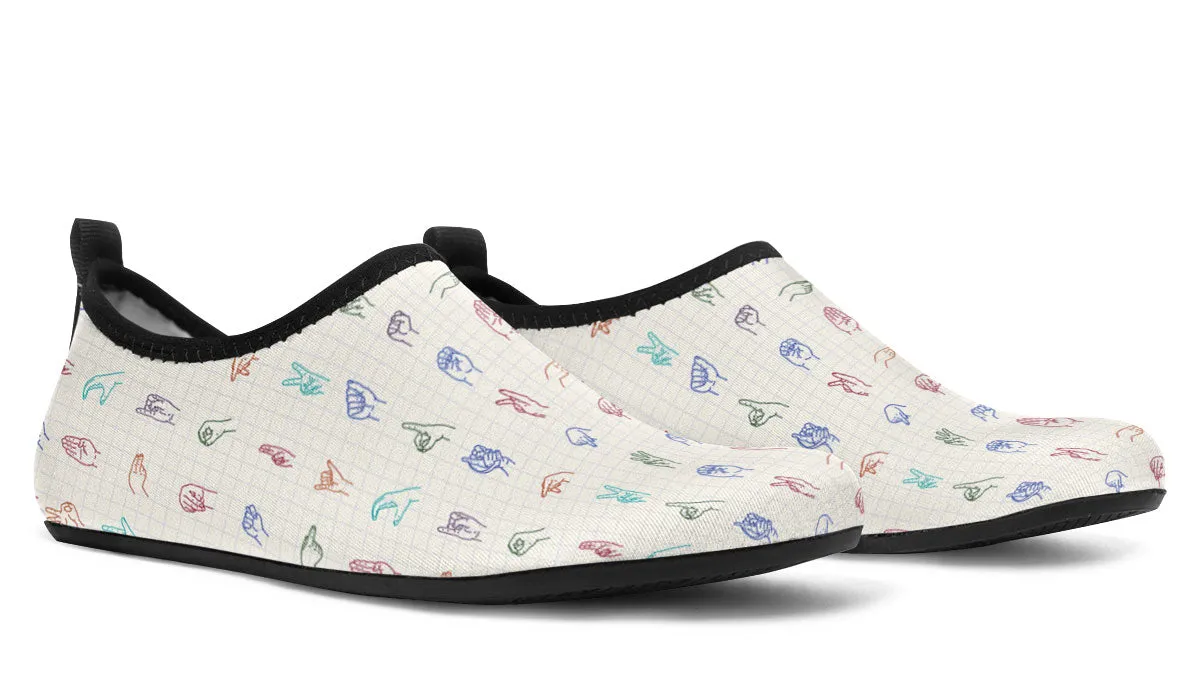 Sign Language Aqua Barefoot Shoes