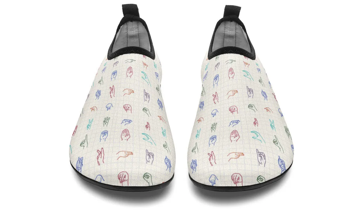 Sign Language Aqua Barefoot Shoes