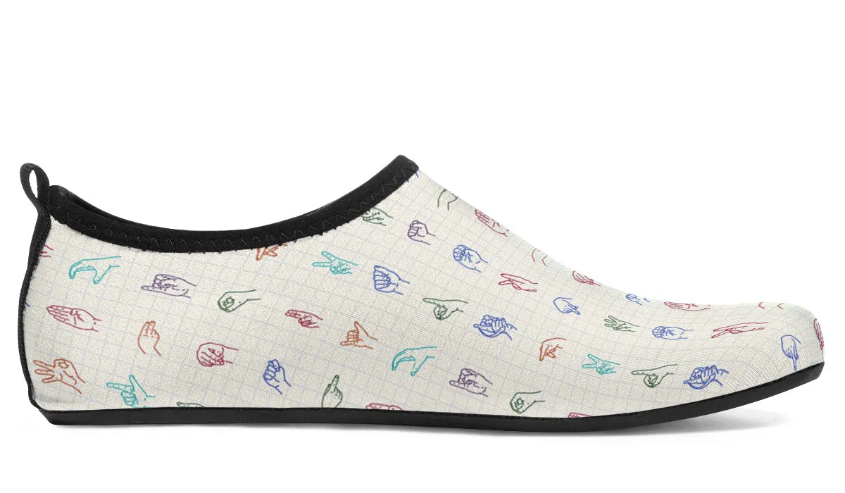Sign Language Aqua Barefoot Shoes