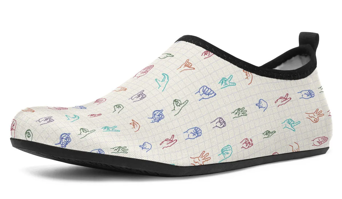 Sign Language Aqua Barefoot Shoes