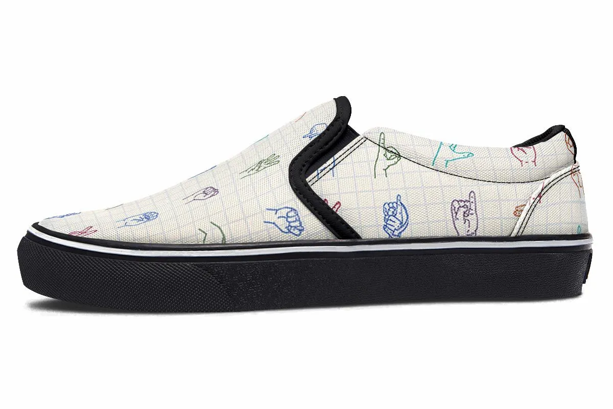 Sign Language Slip-On Shoes