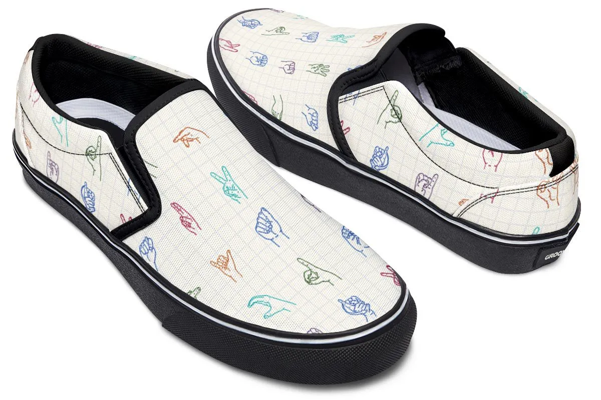 Sign Language Slip-On Shoes