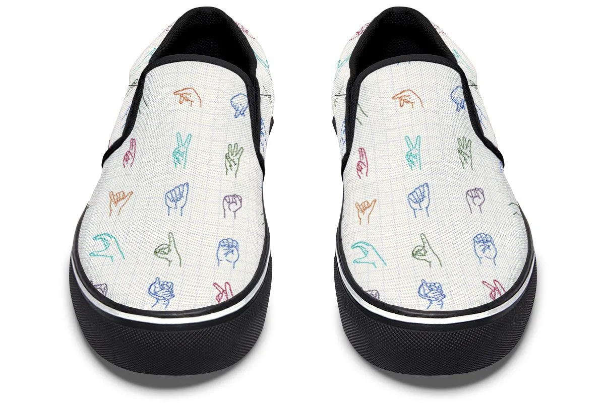 Sign Language Slip-On Shoes