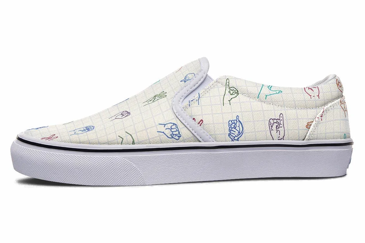 Sign Language Slip-On Shoes