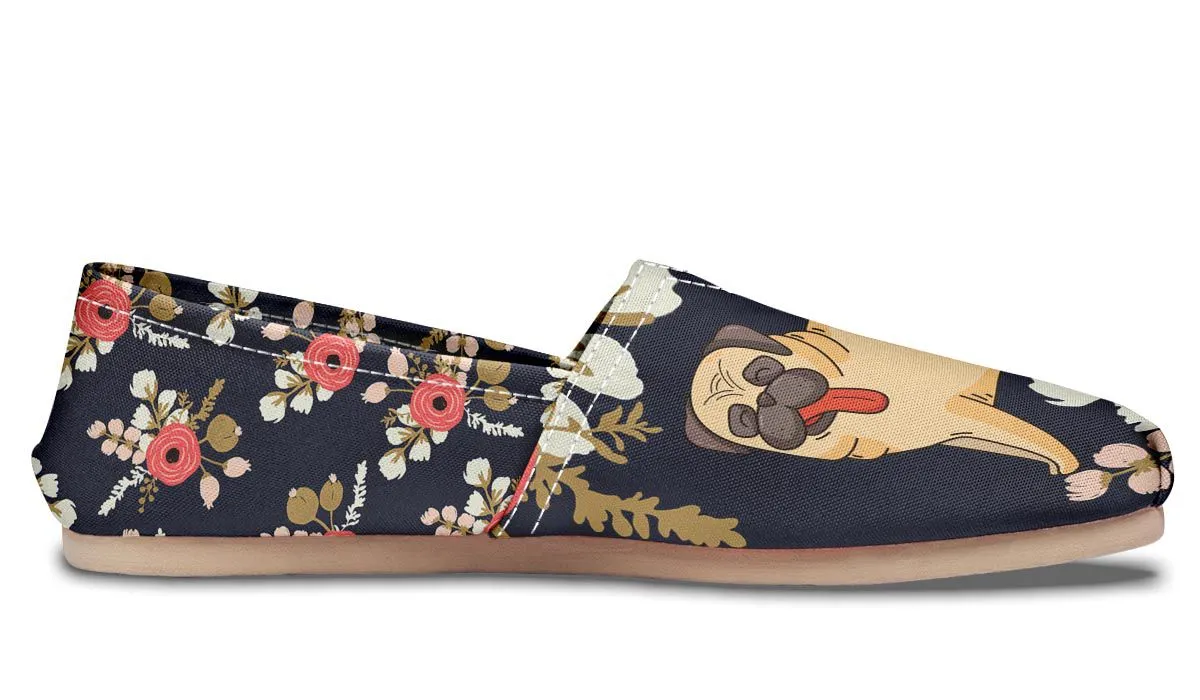 Silly Floral Pug Casual Shoes