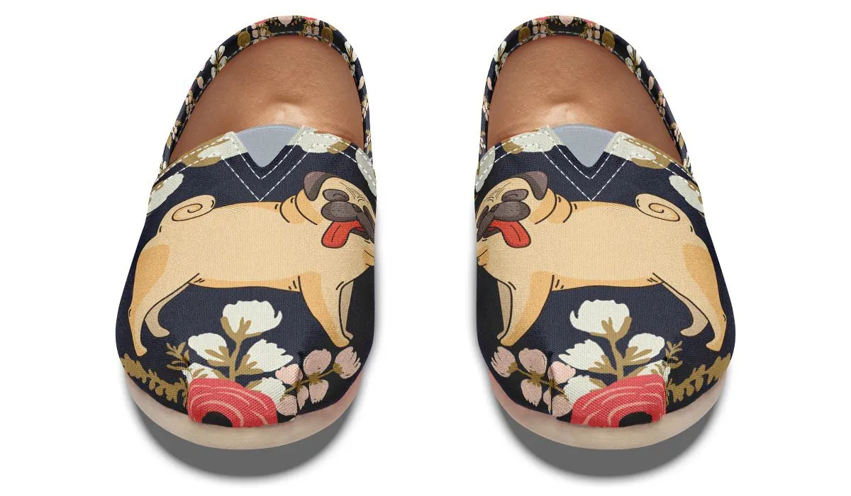 Silly Floral Pug Casual Shoes