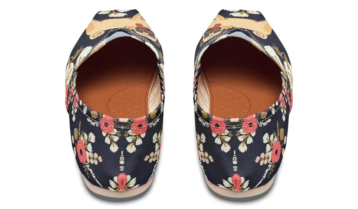 Silly Floral Pug Casual Shoes