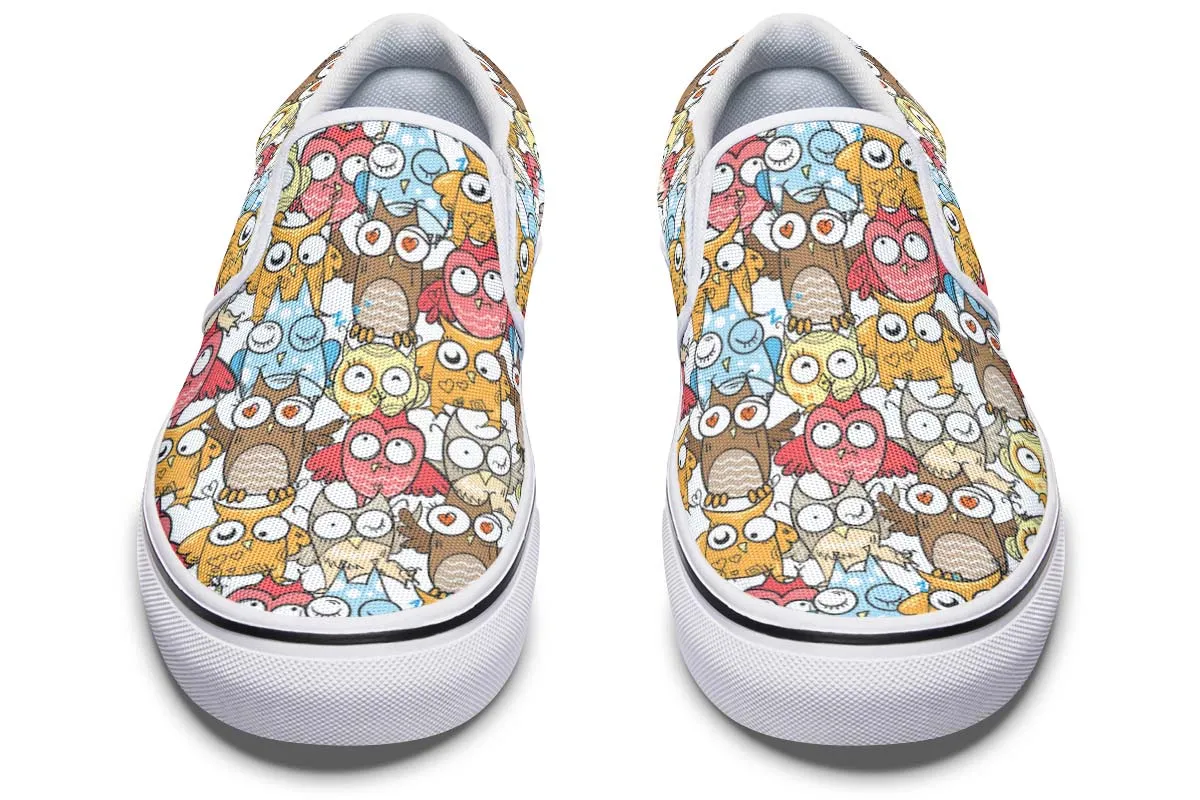 Silly Owl Pattern Slip-On Shoes