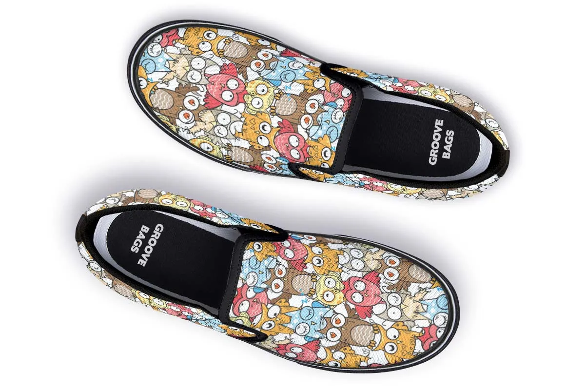 Silly Owl Pattern Slip-On Shoes