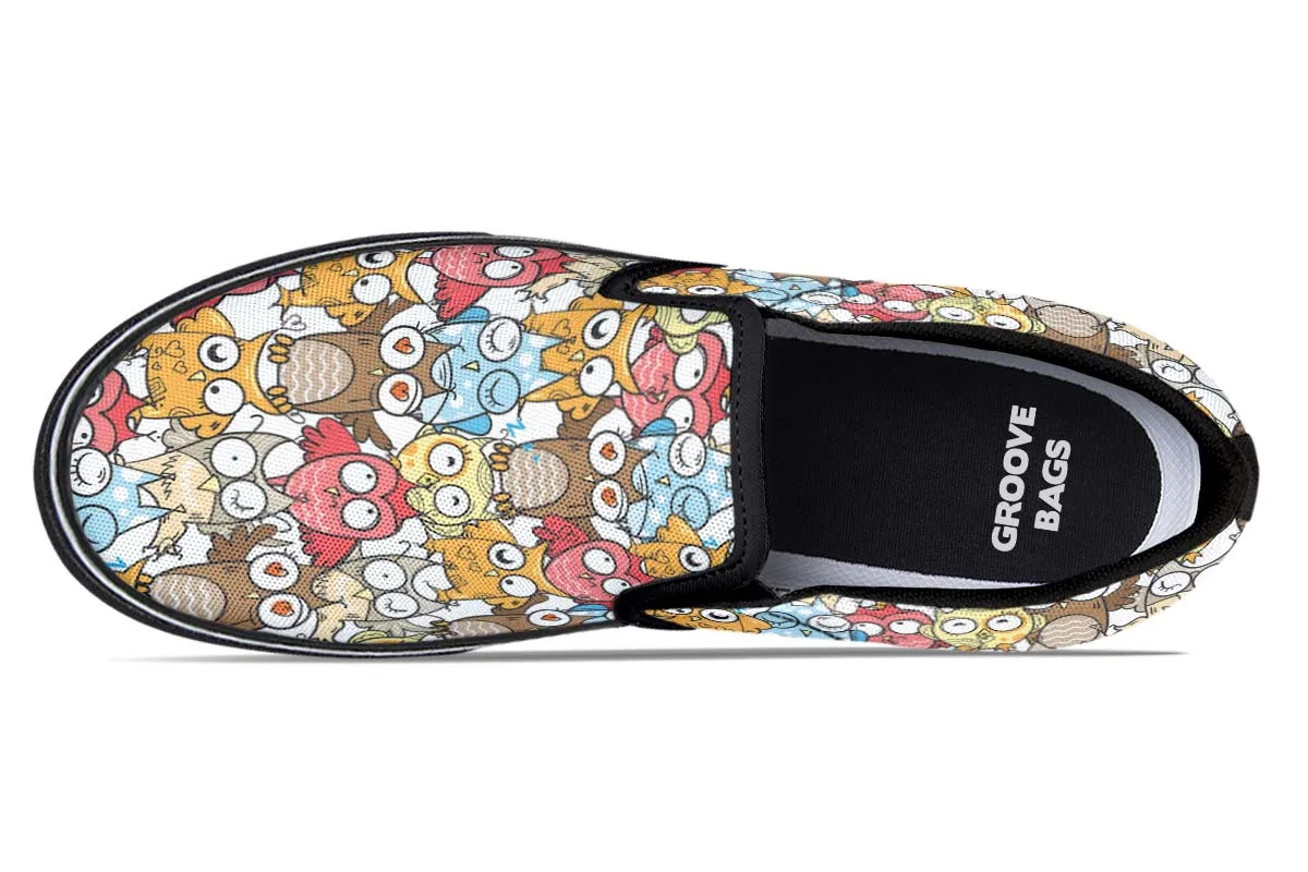Silly Owl Pattern Slip-On Shoes