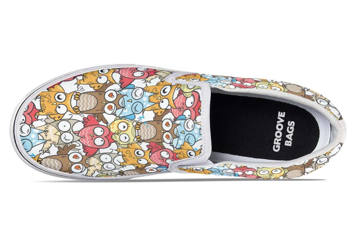 Silly Owl Pattern Slip-On Shoes