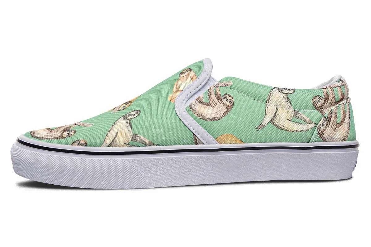 Sloth Pattern Slip-On Shoes