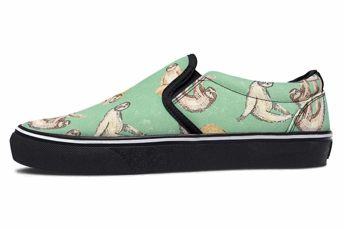 Sloth Pattern Slip-On Shoes