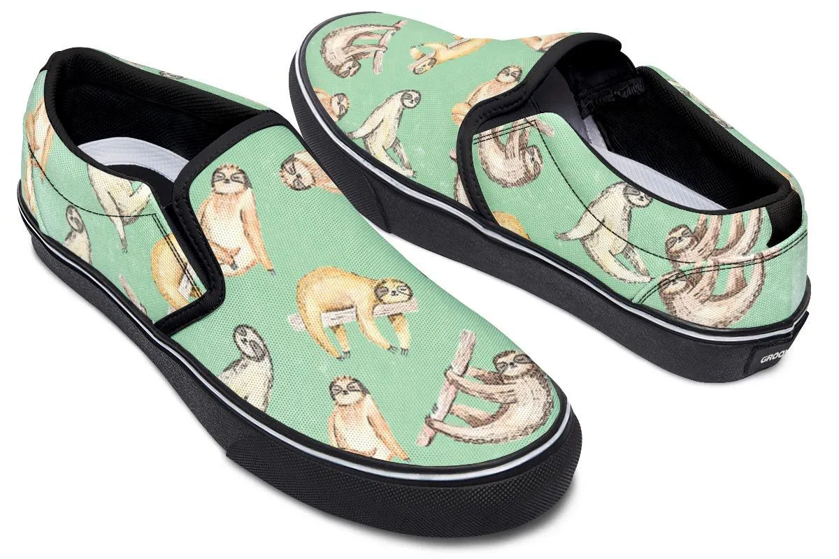Sloth Pattern Slip-On Shoes