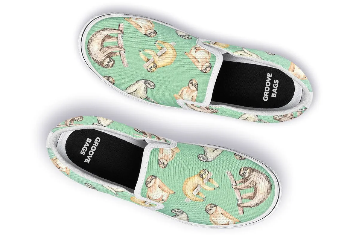 Sloth Pattern Slip-On Shoes