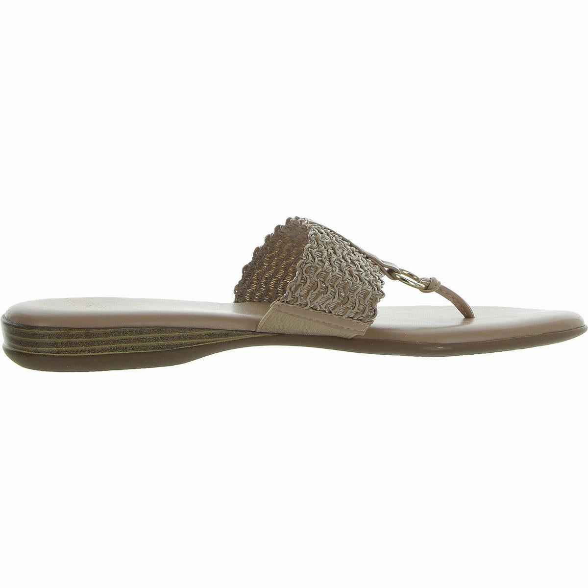 Sonal Womens Woven Faux Leather T-Strap Sandals