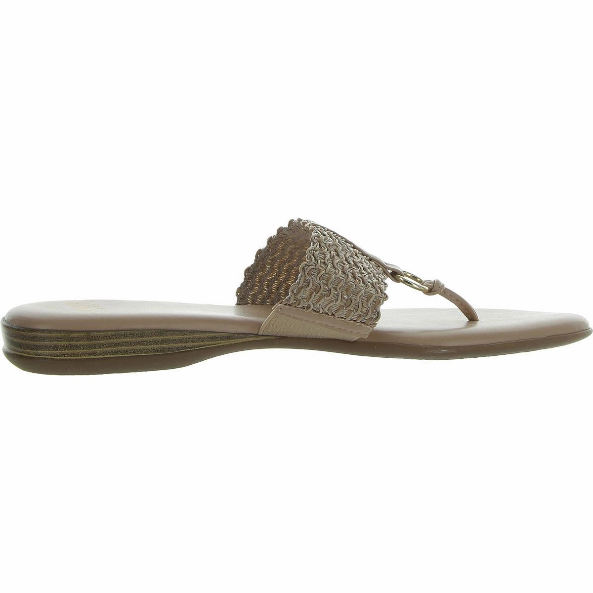 Sonal Womens Woven Faux Leather T-Strap Sandals