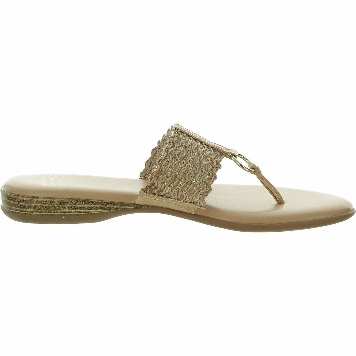 Sonal Womens Woven Faux Leather T-Strap Sandals