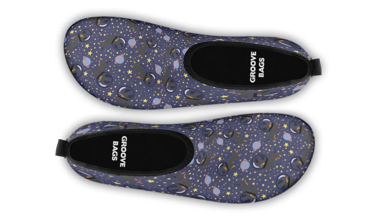 Space Black Dachshund Aqua Barefoot Shoes